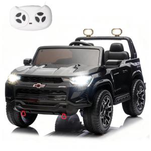 Carro Elétrico Infantil Chevrolet a Bateria 24V com 2 Lugares, Música, Luz LED e Controle Remoto, POSTACK, Preto