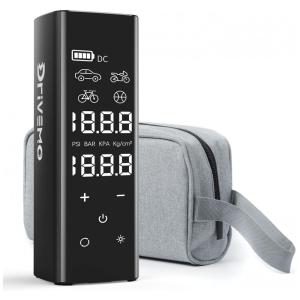 Compressor de Ar Portátil 150 PSI Recarregável com Tela Digital, 12V, DriveMo MAX X, Preto