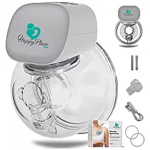Happy Place Bomba Tira Leite Unica sem Fio Elétrica Portátil em Silicone Macio Zero Vazamentos, Cinza
