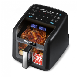 Fritadeira Elétrica Air Fryer Gourmia Preta 6,6L Janela Panorâmica 12 Programas FryForce 360 1500W 110V