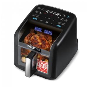 Fritadeira Elétrica Air Fryer Gourmia Preta 6,6L Janela Panorâmica 12 Programas FryForce 360 1500W 110V