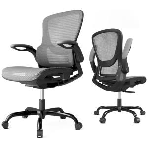 Cadeira de Escritório Ergonômica com Suporte para Lombar e Cabeça, GABRYLLY, Cinza