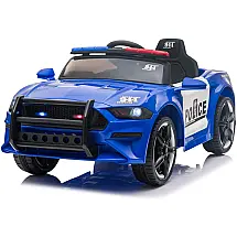 Carro Elétrico Infantil Policial 1 Assento, com Controle Remoto e Luzes LED, 12V Winado, Preto