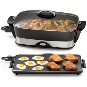 Panela Elétrica e Chapa Elétrica Antiaderente, 110V Nozaya, Preta