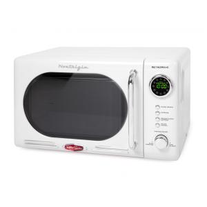 Forno micro-ondas de bancada Nostalgia retrô branco, 700W, display digital LED, 12 programas, trava de segurança infantil, 20L