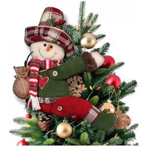 Enfeite de Árvore de Natal, Lindo Topo de Árvore de Pelúcia com Boneco de Neve, Divertido Duende Decorativo e Engraçado, CHMOART,