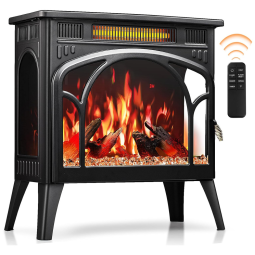 Lareira Elétrica Portátil de Aço com Controle de Temperatura e 12 Opções de Cores, 110V 1500W, Antarctic Star, Preta