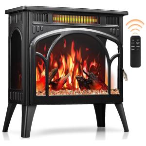 Lareira Elétrica Portátil de Aço com Controle de Temperatura e 12 Opções de Cores, 110V 1500W, Antarctic Star, Preta