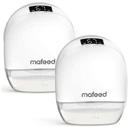 Bomba Tira Leite Elétrica com Sucção Forte, 3 Modos, 9 níveis e Flanges Confortáveis, 2Un, Mafeed, Branca