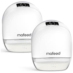 Bomba Tira Leite Elétrica com Sucção Forte, 3 Modos, 9 níveis e Flanges Confortáveis, 2Un, Mafeed, Branca