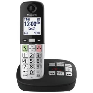 Telefone Sem Fio Panasonic Preto Display 5,3 cm Botões Grandes Tecla Favoritos Lanterna Bloqueio Chamadas Boost Volume ID Falante 1 Terminal