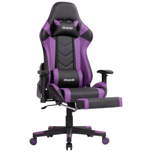 OHAHO Cadeira Gamer Ergonômica Ajustável com Apoio para os Pés, Roxa e Preta