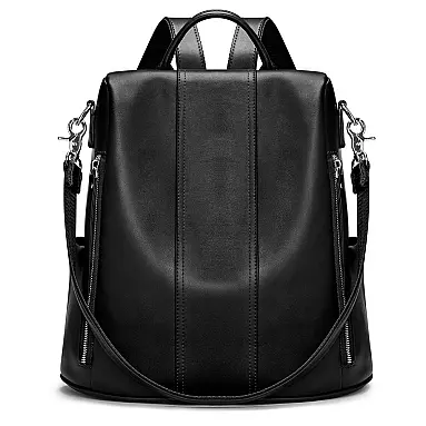 Mochila Feminina de Couro Preta