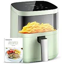 Fritadeira Elétrica Airfryer 3,7L 8 em 1 Verde, Painel Digital, Cesto Antiaderente, Janela Visor, 110V 1550W - Beelicious