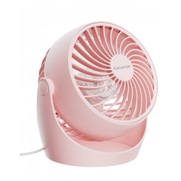 Ventilador de Mesa Gaiatop Rosa 11 cm, 3 Velocidades 1100 RPM, Inclinação 360°, Silencioso 30 dB, Vento 6,2 m/s, Potência 6,8W