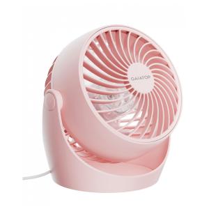 Ventilador de Mesa Gaiatop Rosa 11 cm, 3 Velocidades 1100 RPM, Inclinação 360°, Silencioso 30 dB, Vento 6,2 m/s, Potência 6,8W