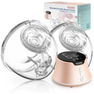 Bomba Tira Leite Única Elétrica Recarregável com Painel Digital 3 Modos e 9 Níveis de Sucção, IKARE BP8004, Rosa