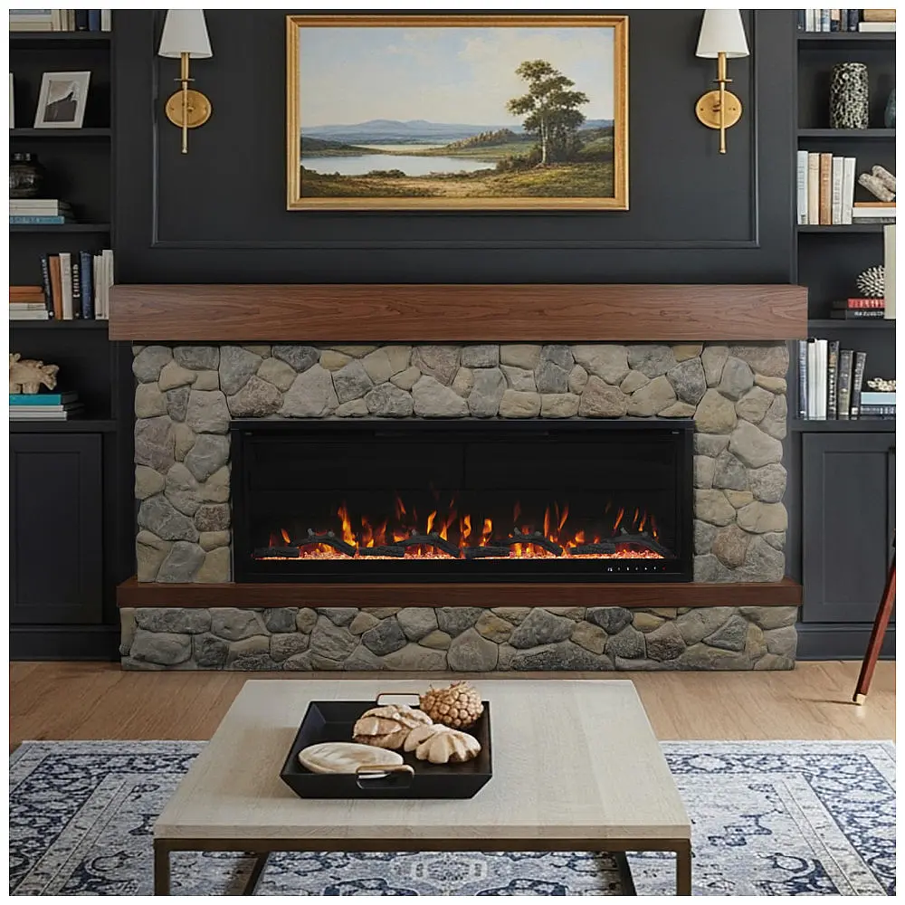 Lareira Elétrica Country Living 187x106cm 1465W WiFi Alexa LED Portátil 110V