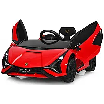 Carro, Carrinho Lamborghini Elétrico Infantil a Bateria 12V 1 Assento com 3 Velocidades Luz LED e Suspensão de Mola, INFANS, Vermelho