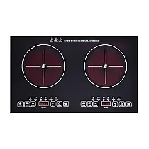 Cooktop de Indução Elétrico de Cerâmica com 2 Queimadores de 60cm e Controle Digital, 110V 2200W, FVBADE, Preto
