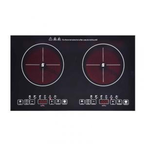 Cooktop de Indução Elétrico de Cerâmica com 2 Queimadores de 60cm e Controle Digital, 110V 2200W, FVBADE, Preto