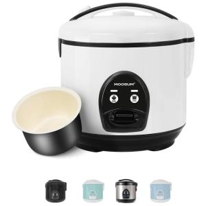 Panela de Arroz Elétrica 2,4 Litros em Aço Inoxidável com Vaporizador 110V, MOOSUM, Branca
