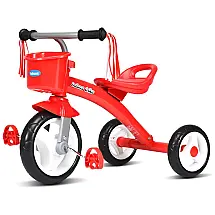Triciclo Infantil com Assento Ajustável, Cesta e Rodas Silenciosas Premium para Crianças de 2 a 5 Anos, INFANS, Vermelho
