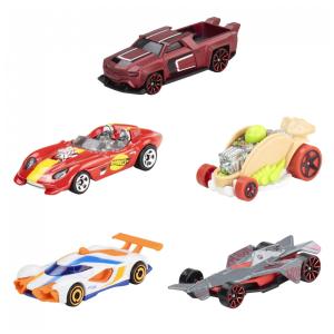 Carrinhos de Brinquedo Hot Wheels, Conjunto com 5 Carros em Escala 1:64 Apresentados na Série Animada Infantil da Netflix Lets Race