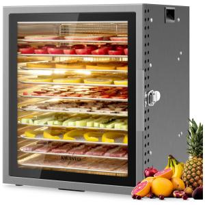 Desidratador de Alimentos com 6 Bandejas, Painel Digital de Controle, 500W, 110v, KWASYO DSC 06B, Prateado