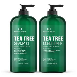 Shampoo e Condicionador Nutre e Revigora Ideal Para Coceira Sem Sulfato 450ml cada, BOTANIC HEARTH, Verde Escuro