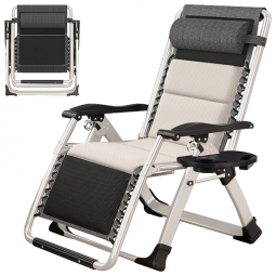 Cadeira Reclinável Ajustável Gravidade Zero com Apoio de Cabeça e Porta Copos, Branca, LILYPELLE, Branco