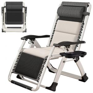 Cadeira Reclinável Ajustável Gravidade Zero com Apoio de Cabeça e Porta Copos, Branca, LILYPELLE, Branco