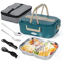 Marmita Elétrica Portátil 1,8L com Acessórios e 2 Fontes de Alimentação 12V ou 110V, 70W, CJOIAW, Branca