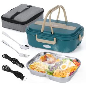 Marmita Elétrica Portátil 1,8L com Acessórios e 2 Fontes de Alimentação 12V ou 110V, 70W, CJOIAW, Branca