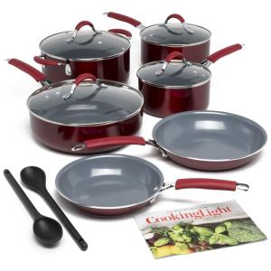 Conjunto de Panelas Antiaderente Revestida de Cerâmica, 12 Peças, COOKING LIGHT , Vermelho