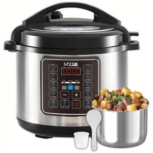 Panela de Pressão Elétrica 12 em 1 de 5,7 Litros, Multifuncional com Display LED, Cozinheira de Arroz Elétrica com Programação de 24 Horas