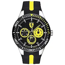 Relógio de Pulso RedRev Aço Inoxidável de Quartzo e Pulseira de Silicone, FERRARI, Preto