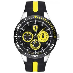 Relógio de Pulso RedRev Aço Inoxidável de Quartzo e Pulseira de Silicone, FERRARI, Preto