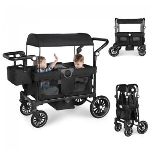 Carrinho de Passeio Dupla Todecare Preto com Alça Ajustável e Rodas Amortecedoras
