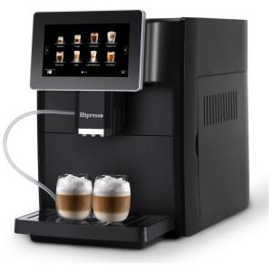 Máquina de Café Expresso Profissional com Painel Digital e Bocal de Leite, 110V, Geekpure, Preta
