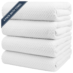 Kit Toalhas de Banho, Ultra Macia e Altamente Absorventes de Microfibra com 4 Peças, HOMEXCEL, Branca