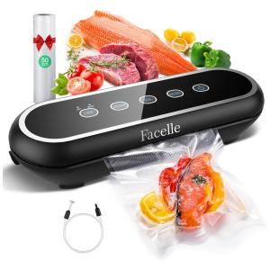 Seladora á Vácuo 5 em 1 Automática e Manual para Alimentos úmidos, Secos, 125W, 110v, FACELLE, Preto