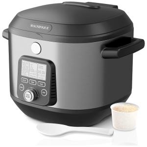 Panela de Arroz 6L Antiaderente Fácil de Limpar com Display Digital e Atraso de 24H, 110V, MAGNIFIQUE, Cinza e Preto