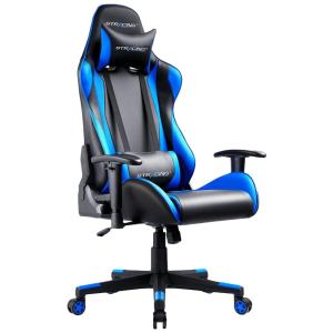 Cadeira Gamer, Ergonômico, Reclinável. Couro, 360 Graus, GTRACING, Azul