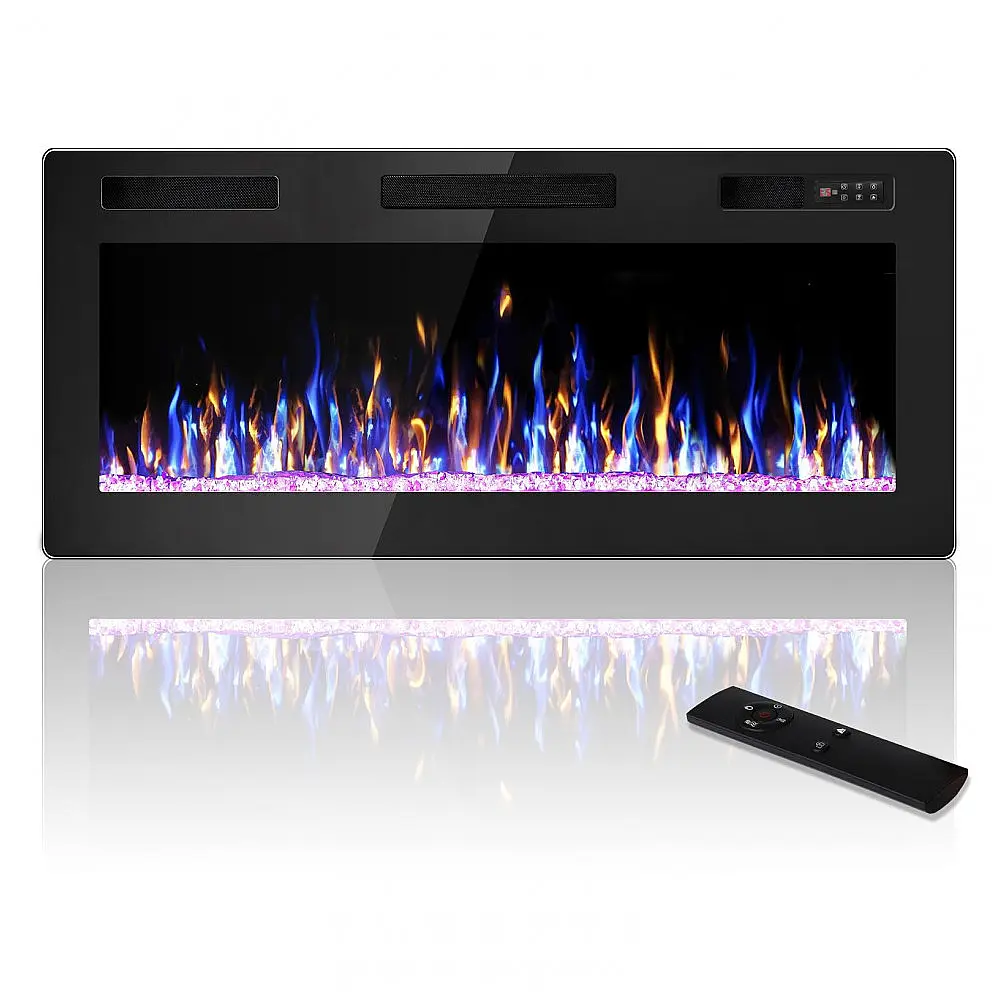 Lareira Elétrica VENDORZ 107x46cm 1500W 12 Cores LED Timer Embutir 110V