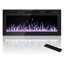 Lareira Elétrica VENDORZ 107x46cm 1500W 12 Cores LED Timer Embutir 110V