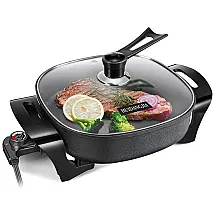Panela Elétrica Antiaderente e Multifuncional, Aço Inox, 1360W, 110V, HUIDANGJIA AMR50 226, Preto
