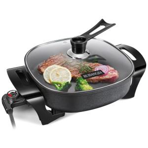 Panela Elétrica Antiaderente e Multifuncional, Aço Inox, 1360W, 110V, HUIDANGJIA AMR50 226, Preto