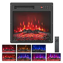 Lareira Elétrica Tangkula 48x45cm 1500W Chamas LED 7 Cores Embutir 110V