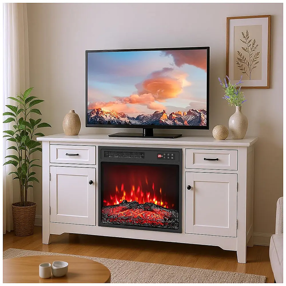 Lareira Elétrica Tangkula 48x45cm 1500W Chamas LED 7 Cores Embutir 110V — foto 2